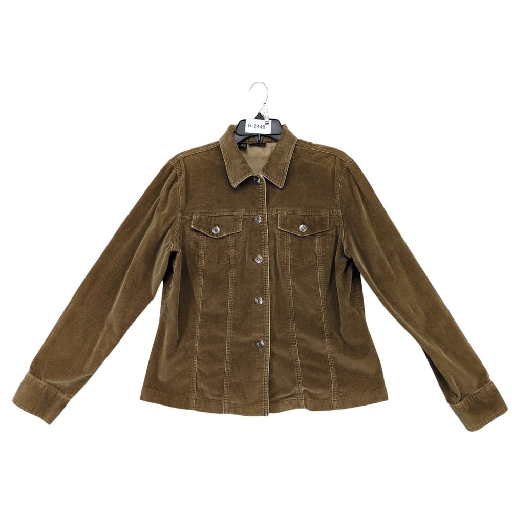 Rafaella Brown Corduroy Jacket Womens 14 Stretch Button Front Pockets Western